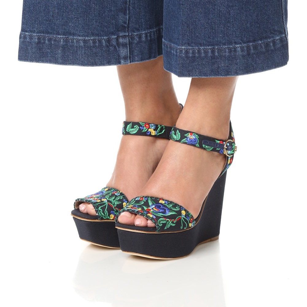 Tory Burch Sonoma Embroidered Platform Sandals